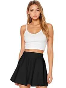 's Short Skirt For Dance, Sports, School, Youth, Black, Fits Ages 14-16 - 黑色 - 查看 2