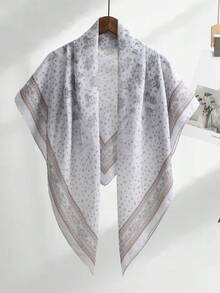 1 Peça Lenço Quadrado Estampado com Planta de 110cm para Mulheres, Hijab de Voile, Floral, Leve, Macio, Confortável, Respirável, Versátil, Hijab Estampado, Lenço de Flor de Alta Qualidade e Atmosfera Delicada, Lenço Decorativo Elegante de Proteção Solar, Lenço Quadrado Multifuncional para Looks, Adequado para Uso Diário, Todas as Estações - Multicolorido - Visão 18