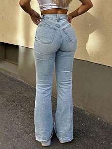 Women's Butt Lifting Jeans, High Stretch Tummy Control Skinny Pants, Fashionable Elegant Casual Trousers Suitable For Dates, Commuting, Shopping Spring - Light Wash - View 3
