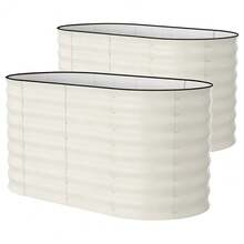 Kits De Bancales Elevados para Jardín, 43 Cm De Alto, 9 En 1, 2,4 m x 0,6 m, De Metal, para Hortalizas, Flores y Jardineras De Suelo, Color Verde Oliva - Beige con tiras anticorte 120*60*60cm - Ver 3