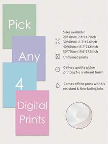 4Pcs Customized Unframed Canvas Print Set, Personalized Canvas Gift, Custom Photo Canvas Prints, Home Decor Living Room, Custom Photo Collage, Gift For Couples Families Friends - Multicolor - View 6