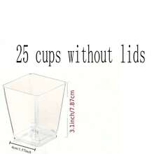 100/50/30/25 piezas Tazas cuadradas con tapa para mousse, tazas de postre transparentes, tazas de postre mini reutilizables, suministros para fiestas, tazas para mousse, tazas para pudín, adecuadas para viajes al aire picnics. Tazas cuadradas transparentes para helado y mousse con tapas transparentes. Tazas de postre, tazas de pudín, accesorios con características de baja temperatura y fácil limpieza. Adecuadas para cafeterías, aperitivos, bufés, hogares, invitados, cocinas, fiestas de repostería, pudín, tarta de queso, mousse, gelatina en tazas pequeñas - transparente - Ver 20