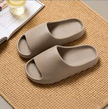 Summer Men's Soft-Soled Non-Slip Quick-Drying Slippers, Unisex Casual Home Slippers, One-Piece Molded Soft Thick-Soled Slippers, Versatile Beach Sandals, For Home And Bathroom Use - Nâu nhạt - Xem 5