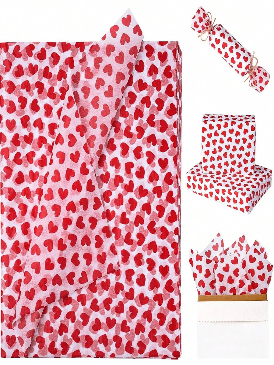10/20pcs Red Heart Design Tissue Paper | Romantic Wrapping Paper, Suitable For Gift Bags, Packaging, Arts & Crafts, Weddings, Valentine's Day, Anniversary Decorations