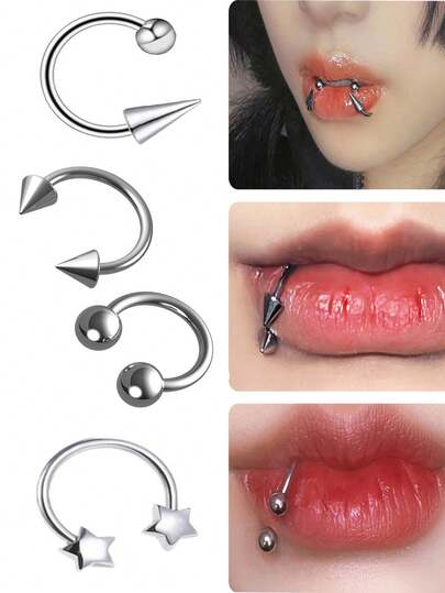 4 piezas de anillos para la nariz multiusos sin perforación de acero inoxidable, anillos para la nariz con estrella de Ramadán, regalo de Pascua