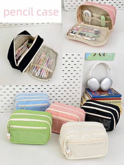 2026 Large Capacity Multi-Pocket Washable Pencil Case, High-Quality Stationery Set With Cute Toy Pendant, Ideal For Students And Campus Use