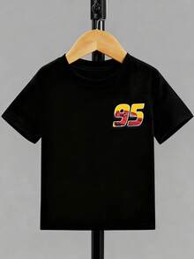 Camiseta infantil con temática de Pizza Planet de Disney Toy Story: Base negra con estampado doble cara del logotipo de "Pizza Planet", alienígenas y elementos retro de comida rápida. El estilo se adapta al uso diario multiescenario de los niños - Negro - Ver 3