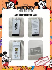 Disney 1个官方授权米奇图案收纳袋，大容量购物袋，可折叠手提袋，抽绳单肩包，轻便手提包，官方授权正品，女士/女孩/女性适用，适合日常/购物/外出 - 橘色 - 查看 3