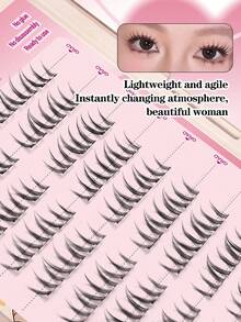 60片自粘猫爪假睫毛，自然妆效，无需胶水，轻盈舒适，可重复使用，适合日常佩戴，3秒轻松上手，睫毛簇和单根睫毛可选。 - C - 查看 7
