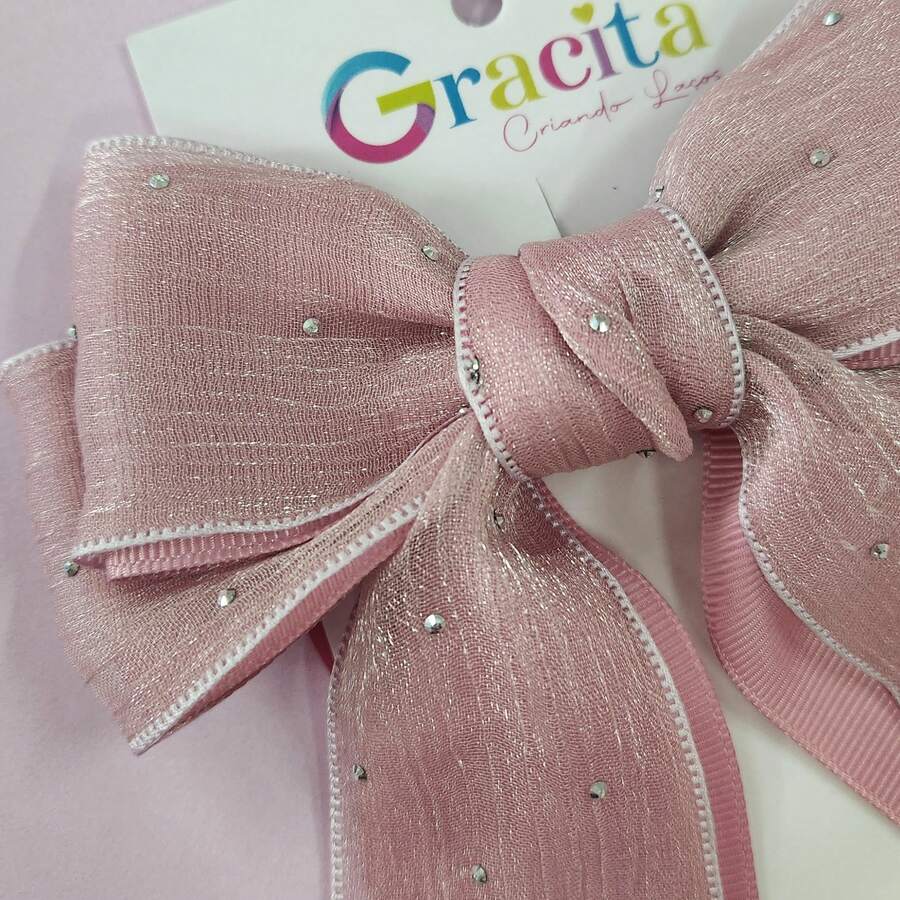 Organza Ribbon With Glitter Tips - Rosa Oxidada - Ver 1