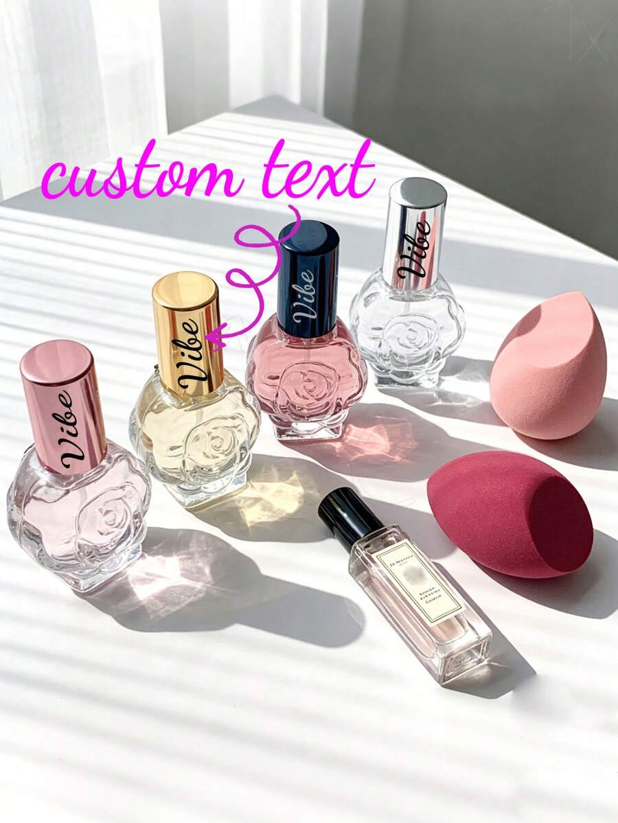 2pcs 10ml Rose Shaped Refillable Perfume Bottles With Spray Nozzle, Oil-Free, Glass Structure, Rose Scented, Suitable As Romantic Gift For Girlfriend, Wife, Friend On Valentine's Day - 10ml - View 1