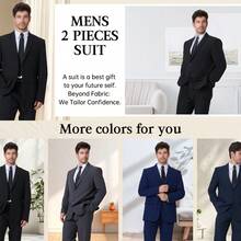 Men's Lightweight Business Suit - Two-Piece Spring/Autumn Suit Jacket With Pockets And Pants (Accessories Not Included) - Xanh Malachite - Xem 3