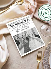 Personalized Bridesmaid Proposal Newspaper,Customize Photo And Text,Flower Girl Proposal, Maid Of Honor Proposal, Bridesmaid Proposal Flower Wrap - Multicolor - View 4