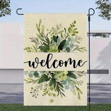 Eucalyptus Floral Welcome Garden Flag - Double Sided Spring Summer Design, High Quality Durable Polyester Fiber, Rustic Farmhouse Outdoor Garden & Indoor Living Room Decor, Seasonal Home Decoration For Family Yard - 彩色 - 查看 5
