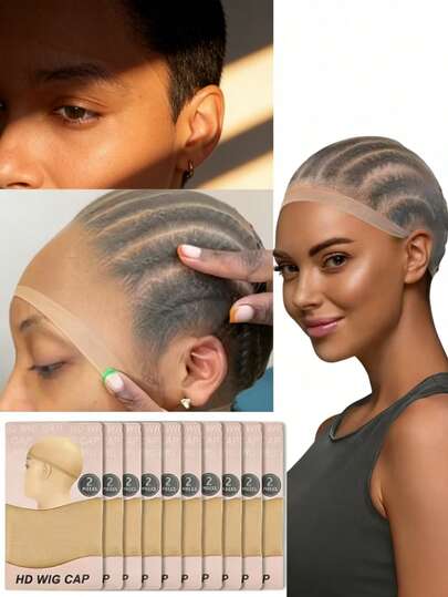 Wig Cap,Invisible,HD Thin,Polyester Nylon,Home,Performance,Wedding,Thanksgiving,Christmas,Couple,Family Gathering,All Seasons,Universal For HD Wigs,Essential Wig Accessory