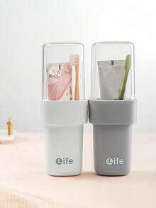 Travel Toothbrush Holder, Portable Toothbrush Case With Cover, Couple Toothbrush Box, Bathroom Toothbrush Storage Container, Travel Toothbrush Organizer, For Women & Men, Home Decor, Camping, Dorm, Back To School, Household Essential, Travel Essential, Holiday Essential - Multicolor - View 9