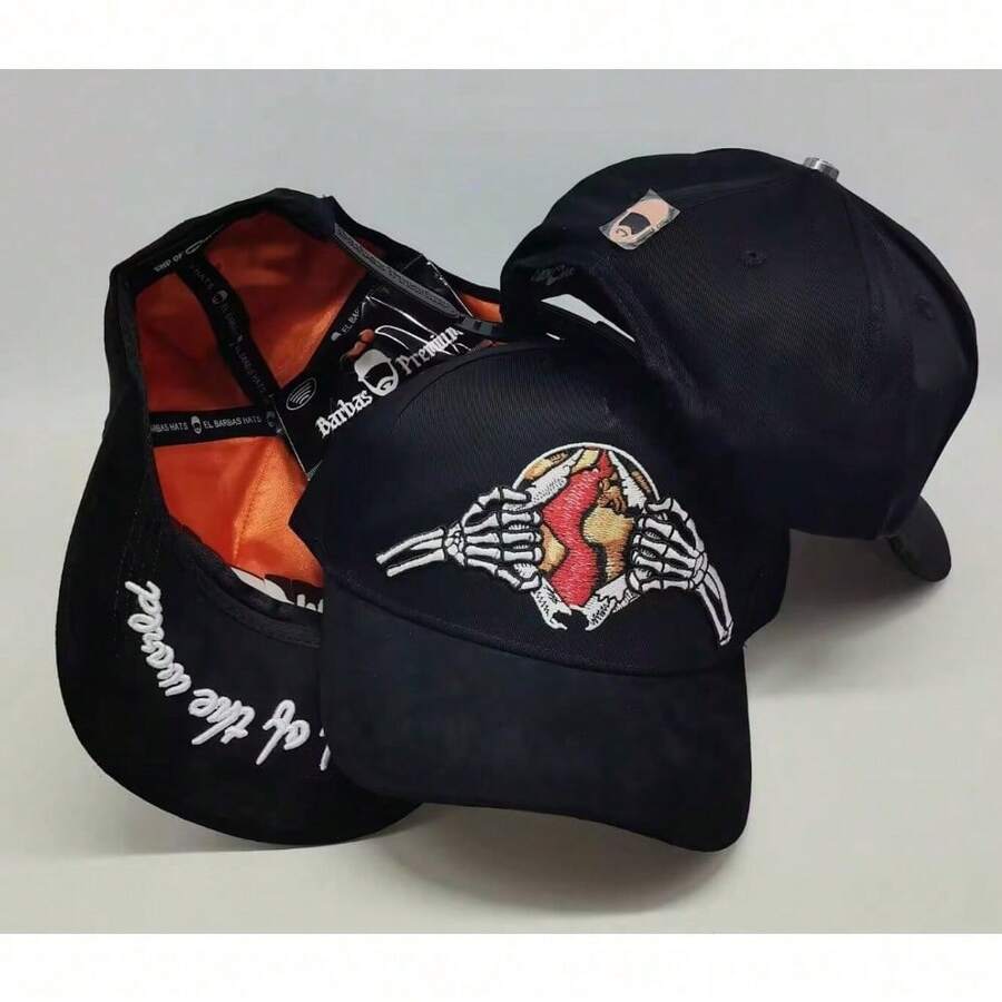 Serie de Gorras de Béisbol de Estilo Oscuro de Barbas con Calavera y Mano (Negro) - Negro - Ver 1