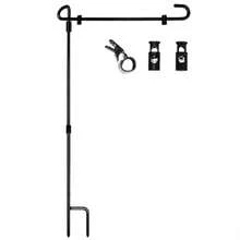 Garden Flag Pole Stand Holder  Flg Stnd Wrought  Yrd  Flg Pole Holder Metl Powder-Of Pint With Two  Stoppers Nd One Tiger Clip Ck - 黑色 - 查看 1