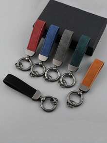 1pc Faux Fur Car Key Chain, Metal Key Ring, Creative Gift, Leather Key Chain, Car Accessories - A - View 8