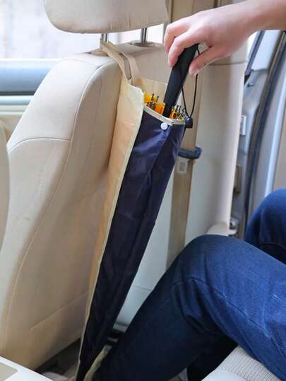 حامل مظلة خلفي للمقعد العالمي للسيارة، مصنوع من مادة النايلون المقاومة للماء، بتصميم جيب تخزين بيضاوي لتنظيم أغراض السيارة. سهل الاستخدام والتركيب، مثالي لأيام المطر والتنقل. (ملحقات السيارة ، لوازم السيارة)، حامل ورق المناديل ، صندوق مناديل معلق