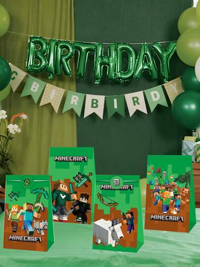 Minecraft Candy Bags, Birthday Party Gifts Packaging Paper, Anime Cartoon Theme Candy Bags, Popcorn Bags, Party Decorations