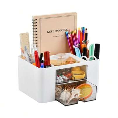 zxxDokpav Organizador de Escrito con 2 Caones Porpices de Escrito Organizador de Bolios Caa de Almacenamiento Multifuncional Suministros de Oficina Tamaño Minicaja de oficina