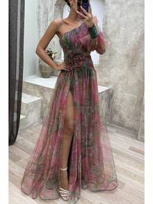 New Party Mesh Off-Shoulder Dress Casual Fashion Dress For Women - Purple - View 8