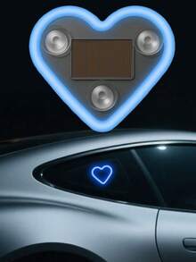 3.7V+300mAh 锂电池太阳能心形霓虹LED灯，无线氛围灯，适用于汽车后窗装饰，流行的汽车LED车窗发光心形氛围灯，USB装饰