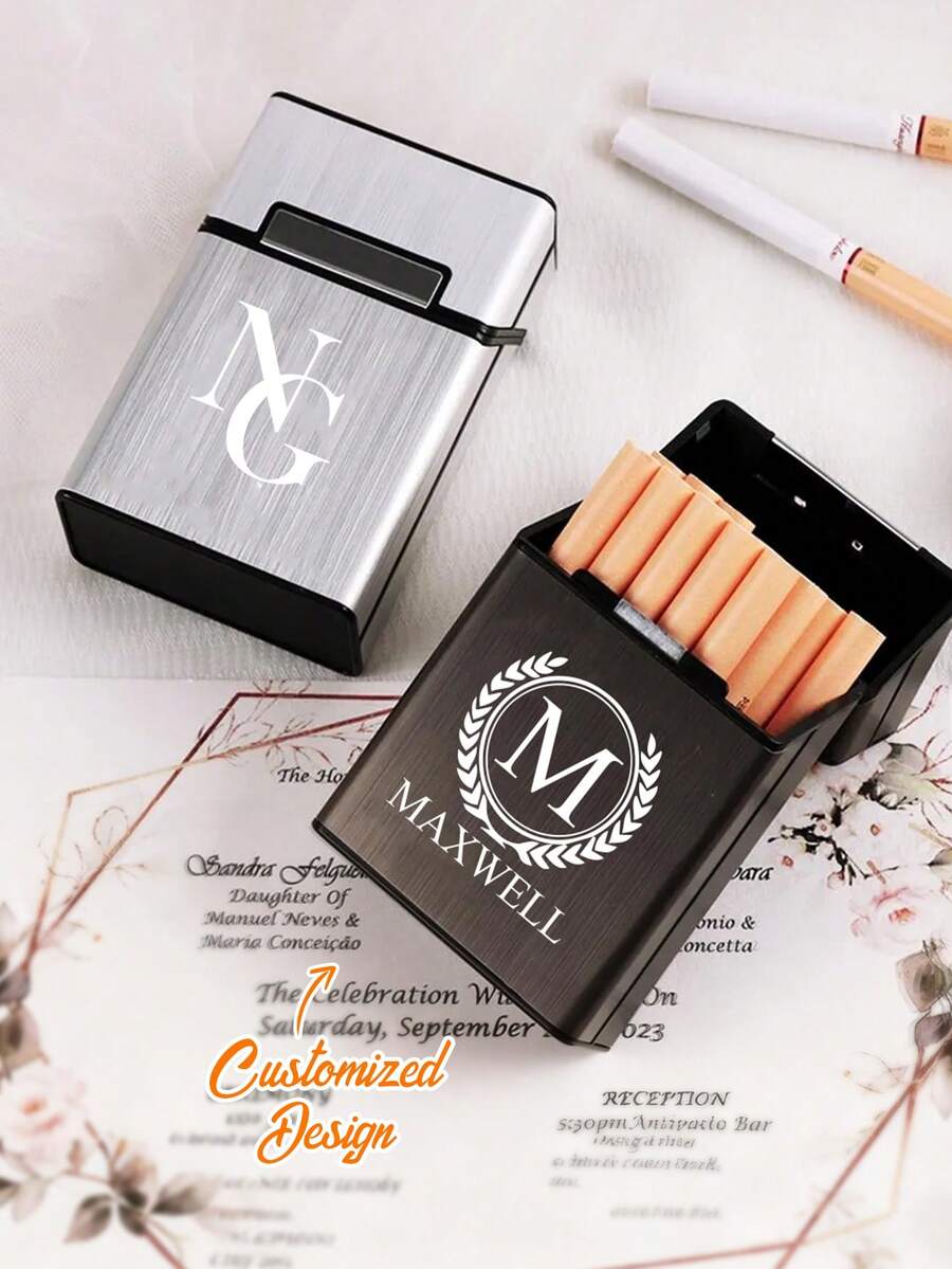 Personalized Engraved Cigarette Case, Cigarette Box, Metal Cigarette Holder, Gift For Him/Her, Groomsmen Gifts, Gift For Dad, Unique Gift For Him Cigarrette Holder, Cigarrette Case, Vintage Purse, Case, Joint Holder, Joint Case, Cigarette Box, Gifts For Dad, Personalized Gifts, Gifts For Him, Groomsmen Gifts, Gifts For Boyfriend, Grandpa Gfit - Multi-color - New Cigarette Case - View 1