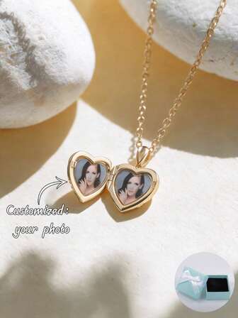 2 piezas Collar con colgante de resina con corazón y mariposa de foto a color personalizado, regalo para el Día de la Madre, San Valentín, cumpleaños, aniversario, graduación, Navidad para amigos, familia, Premium