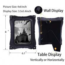 SIKOO - Marcos de fotos antiguos de 5 x 7 pulgadas marcos de fotos antiguos para mesa y pared decoración victoriana  y dorado-010 - Negro Mate 4x6 - Ver 6