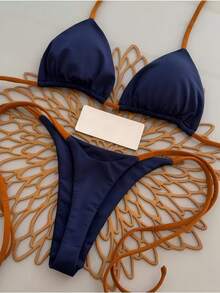 Women Bikini Sets Vacation - Navy Blue - View 1
