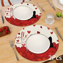 2pcs/4pcs/6pcs Red Heart, Cute Cat Pattern Silicone Placemats, Valentine's Day Style, Holiday Gift, Seasonal Decor, Suitable For Dining Table, Coffee Bar, Washable, Home Decor, Coasters, Draining Mats, Kitchen Table Mats, Indoor/Outdoor Party Decorations, Ideal Gift - Multicolor - View 15