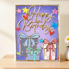 Creative Happy Birthday Dies, DIY Scrapbooking Album And Embossing Stencil, Greeting Card Making Tool, Card Paper Cutting Crafts ,Gift Card Making Template Die Cuts. - Silver - View 2