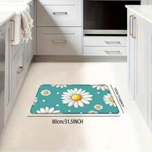 1/2/3pcs, Stylish Daisy Print Kitchen Set - Non-Slip Absorbent Rugs Easy Cleaning And Comfort In Your Home, Exquisite And Practical Home Decoration Gifts - Black - View 4