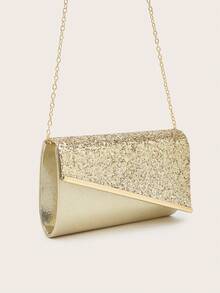 AIBBYDAR Damska Torebka Wieczorowa, Złota Modna Damska Torebka Kopertówka z Solidnym Brokatem, Idealna Do Sukienek Wieczorowych, Przenośny Portfel, Kosmetyczka, Odpinany Metalowy Pasek na Ramię, Na Ślub, Tańce, Spotkania, Imprezy - Złoto - Zobacz 5