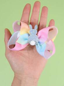1个复活节彩色布艺发夹，闪亮兔子发饰，可爱发卡，适合女孩朋友日常派对礼物 - 彩色 - 查看 3