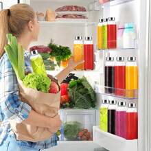 TUMATICLY 6PCS With Lid Transparent Glass Juice Bottles, Reusable Water Bottles, Refrigerator Use Stainless Steel Bottle Caps Glass Water Bottles, Juice Bottles, Drinking Can Containers Set, Utensils Set - 透明 - 查看 2