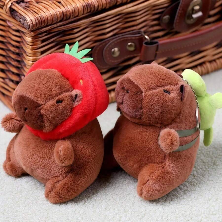 2 Peluche Capibara Decoracion Accesorios 13cm Juguete Regalo Marrón