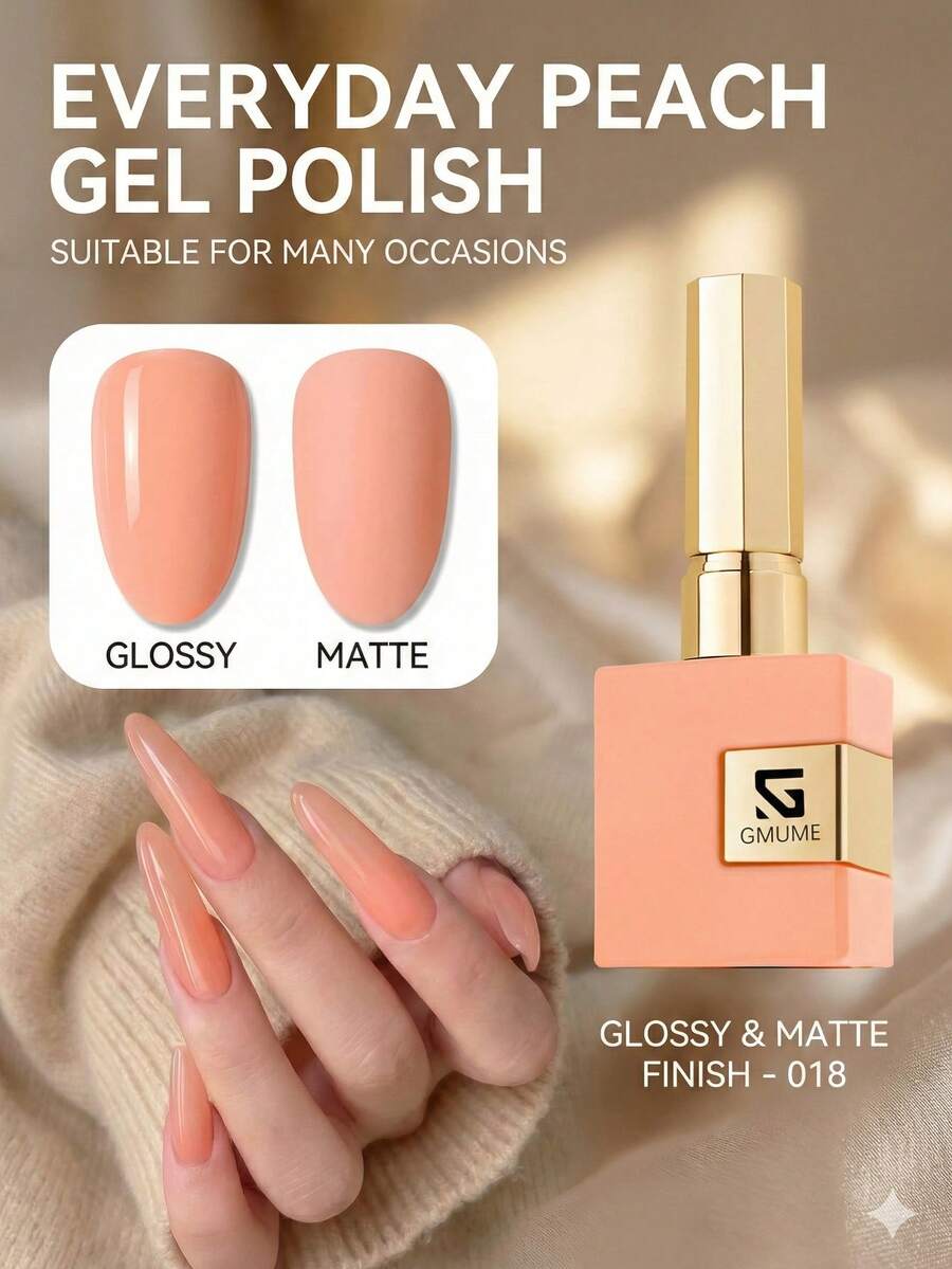 GMUME 16ml Korallrosa & Orange Rosa Nagellack Nr. 018 Sanfte Lachsfarbe, geeignet für Frühlings-/Sommerhochzeiten & Brautjungfern, benötigt Base & Top Coat, UV LED entfernbarer Nagellack