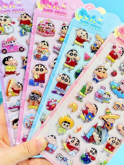 Crayon Shin-Chan, Transparent, Reusable/Self-Adhesive, Fresh & Sweet/Girly/Minimalist Aesthetic/Butterfly/Animal Pattern Stickers For Phone, Notebook, Water Bottle, Car