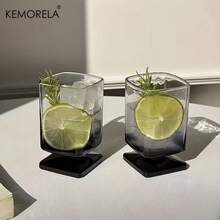 2pcs Black Square Glass Cups, Creative Glassware, Drinkware, Washable Beverage Cups, Perfect Square Cups Suitable For Various Drinks Such As Alcohol, Water, And Liquids - Black - View 9
