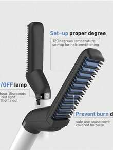 Portable Men's Hair And Beard Straightening Iron With Integrated Comb – Compact, Dual Voltage For Daily Use, Travel, And Convenient Touch-Ups - Safety Razor - View 3