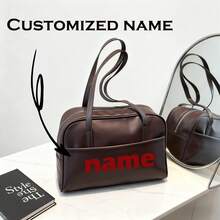 1个个性化复古大容量手提袋，休闲百搭，多种字体和颜色可选，适合通勤、旅行、上学，是送给亲朋好友的完美礼物 - 彩色 - 查看 1