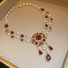 Juego de 3 piezas de aretes, collar y joyería de mujer con diseño artesanal retro elegante, de lujo y alta gama - 10-3049 Color de la imagen principal - Ver 6