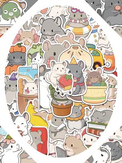 50pcs/Set Retro Cute Cartoon Animal Chinchilla Stickers, Decorative Decals For Luggage Notebook Laptop Guitar Phone Stationery Sticker