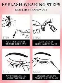 10 Pairs 3D Fluffy False Eyelashes Set - Cat Eye & Natural Look, Extra Thick 0.07mm, C & D Curl, Length 13-15mm, Beginner Friendly Reusable Faux Lashes - Black - View 3