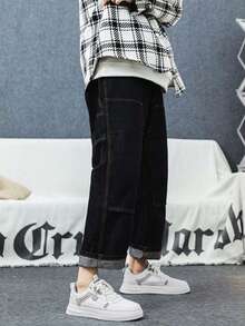 Men's Versatile High Street American Style Skate Shoes, Black, Casual, Non-Slip, Suitable For Kitchen, Autumn/Winter - White - View 1