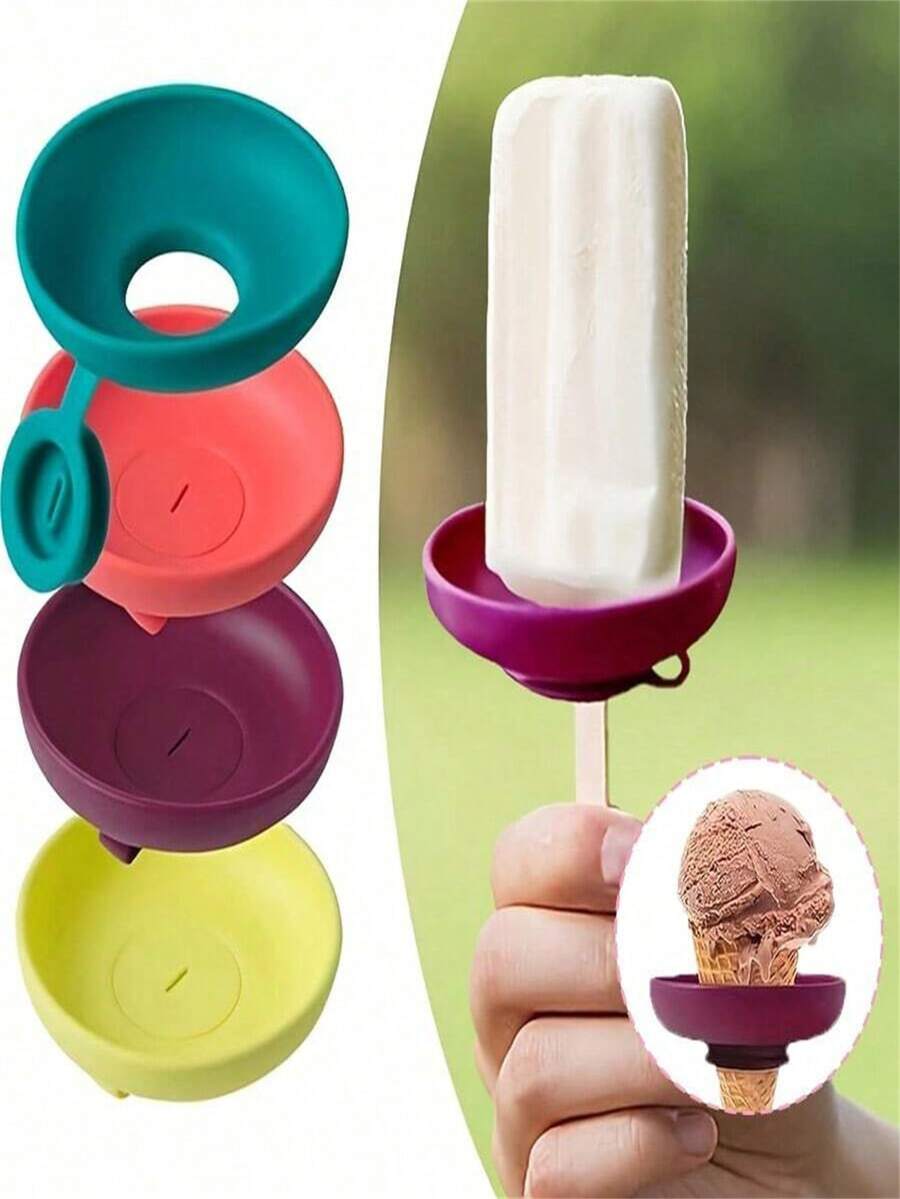 Silicone Ice Cream Pop Holder Set, Summer Ice Pop Holder, Leak-Proof Ice Cream Pop Holder With Drip Tray, Portable Kids Ice Pop Mold Tray With Carrying Case, Dishwasher - Multicolor - View 1