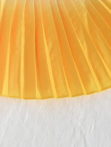 Baby Girls' Yellow & White Ombre Pleated 2 Pieces Set - Camisole + Wide Leg Pants, Fresh & Flowy Summer Childrenswear - Yellow - View 5